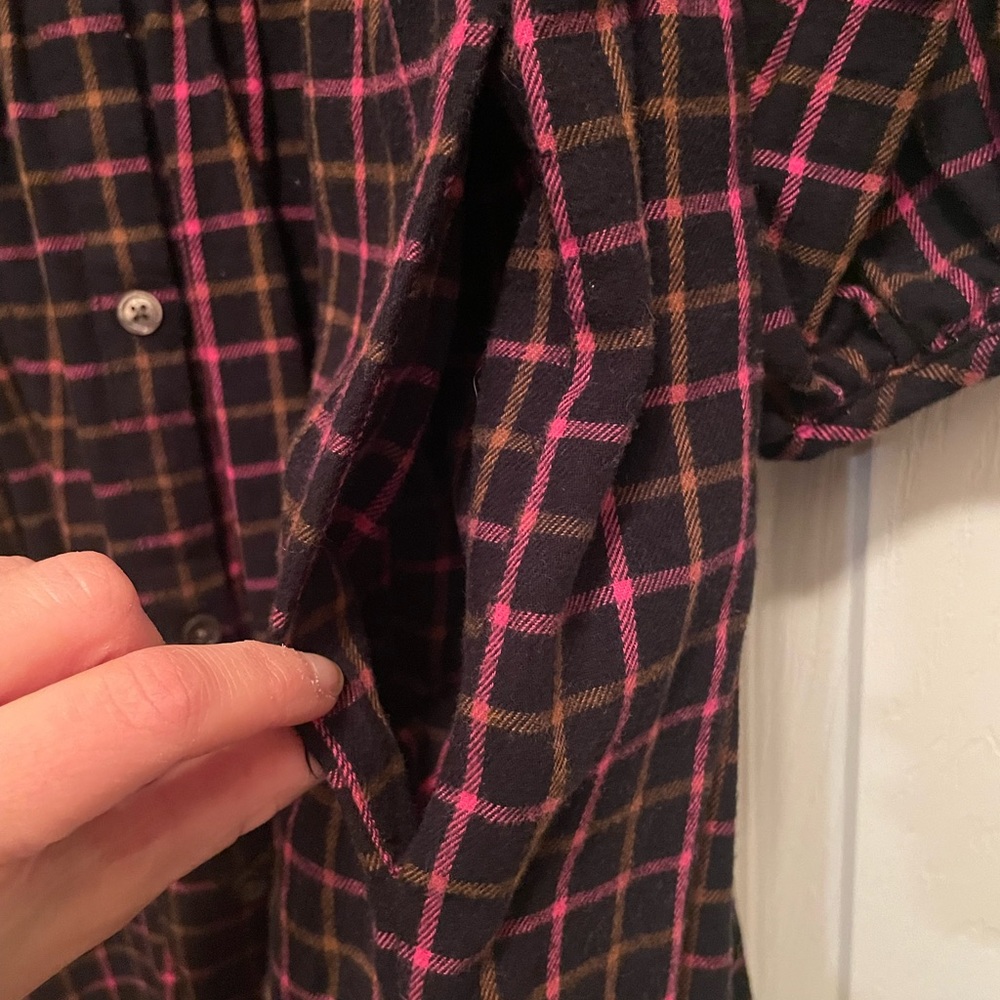 Madewell Plaid Flannel Raglan Button Front Shirt Dress Size 6 EUC - Picture 8 of 13